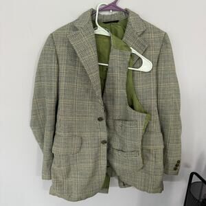 Vintage Cricketeer Suit Jacket & Matching Vest Approx Men's Size Small Green